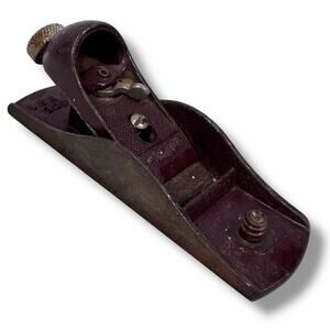 Vintage Stanley 220 C-255 Block Plane 7" Maroon Metal Woodworking Carpenter Tool
